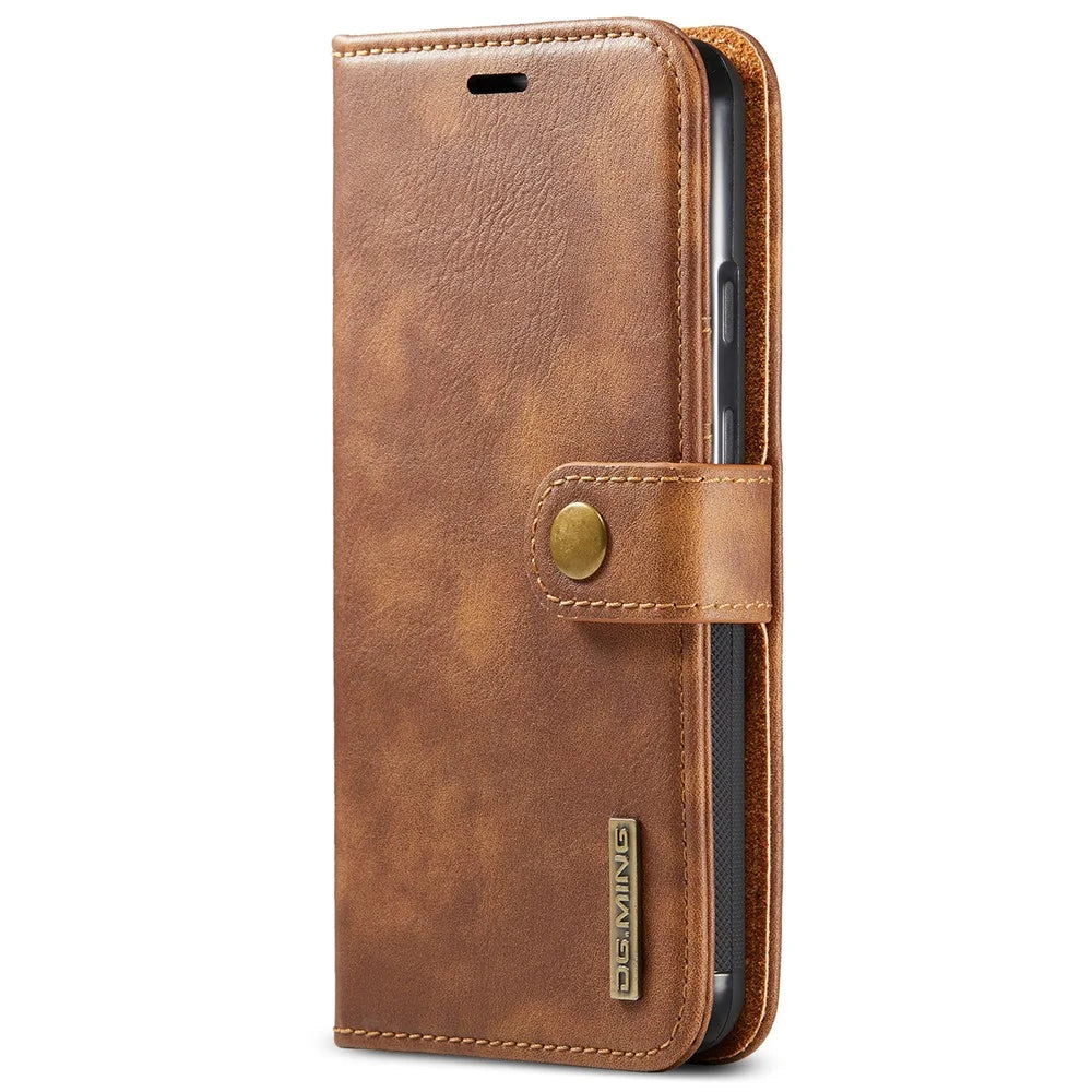 DG.MING Anti-scratch Mobile Phone Bag Split Leather Wallet Full Protection Cover Shell Detachable 2-in-1 TPU Inner Phone Case for Google Pixel 5a 5G - Brown - 2