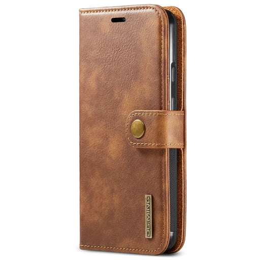DG.MING Anti-scratch Mobile Phone Bag Split Leather Wallet Full Protection Cover Shell Detachable 2-in-1 TPU Inner Phone Case for Google Pixel 5a 5G - Brown - 2