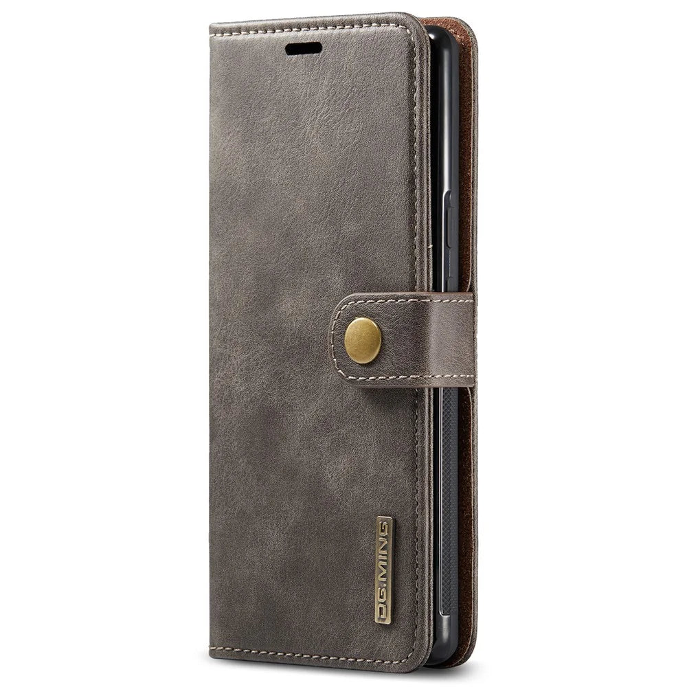 DG.MING Split Leather+TPU Inner Phone Case Wallet Magnetic Detachable 2-in-1 Phone Covering for Google Pixel 6 Pro - Grey - 2