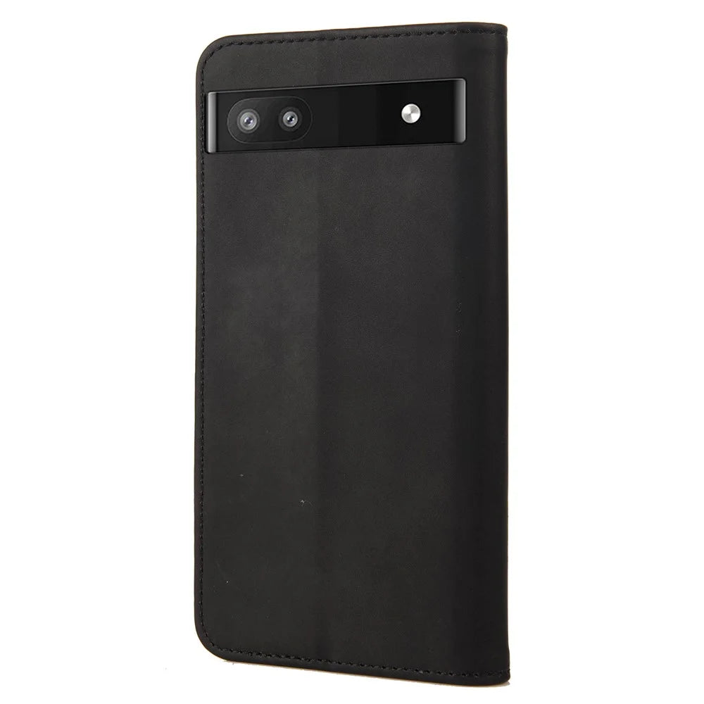 For Google Pixel 6a Wallet Function Anti-fingerprint Shockproof Phone Stand Cover Anti-dust Phone Case Splicing Leather Shell - Black - 3
