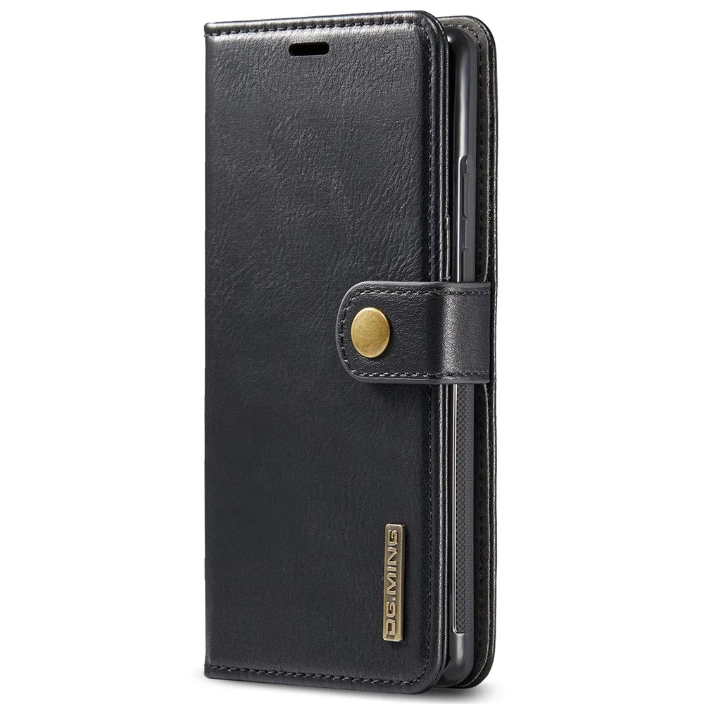 DG.MING Split Leather Cover Wallet Stand Design Detachable Magnetic Absorption Phone Case for Google Pixel 6 - Black - 2