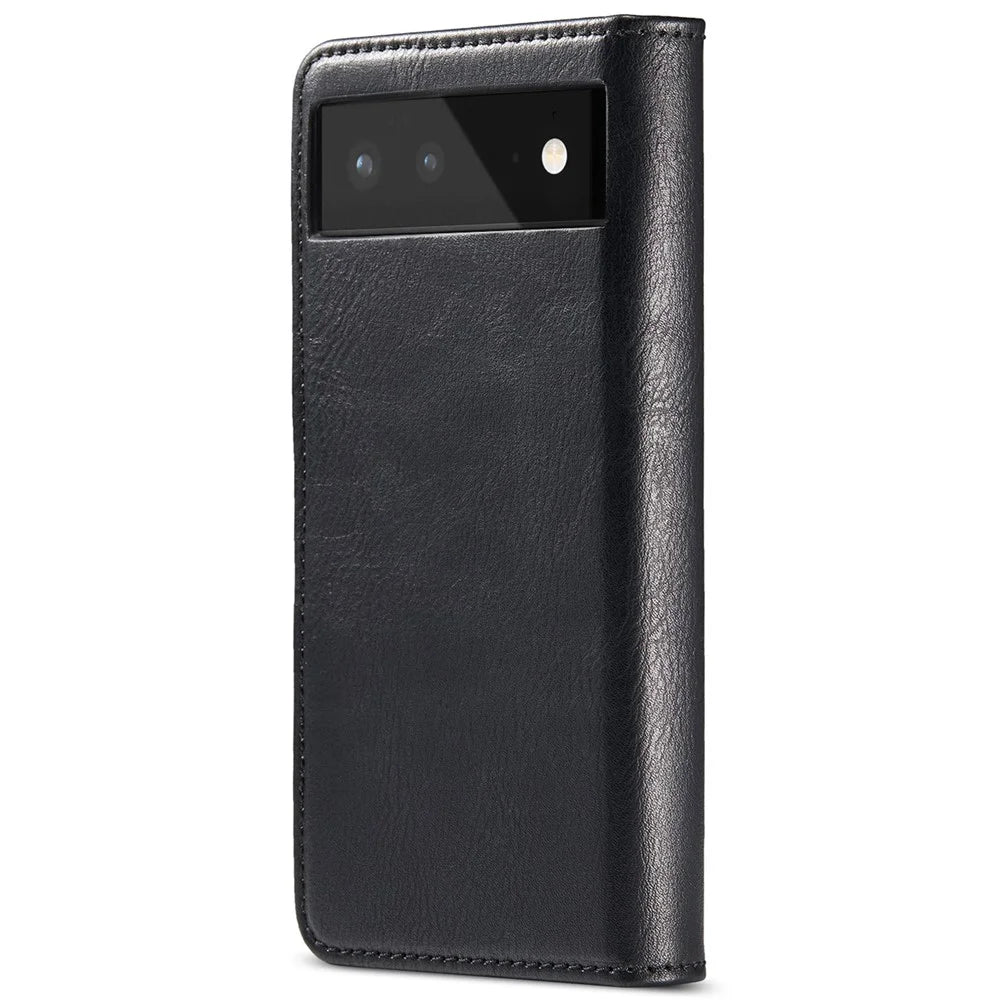 DG.MING Split Leather Cover Wallet Stand Design Detachable Magnetic Absorption Phone Case for Google Pixel 6 - Black - 3