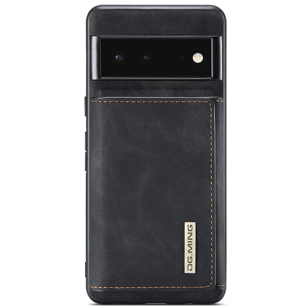 DG.MING M1 Series Phone Case PU + TPU + PC Back Cover with Magnetic Tri-Fold Wallet Kickstand for Google Pixel 6 Pro - Black - 2