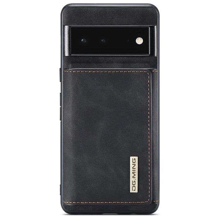 DG.MING M1 Series Phone Case PU + TPU + PC Back Cover with Magnetic Tri-Fold Wallet Kickstand for Google Pixel 6 Pro - Black - 2