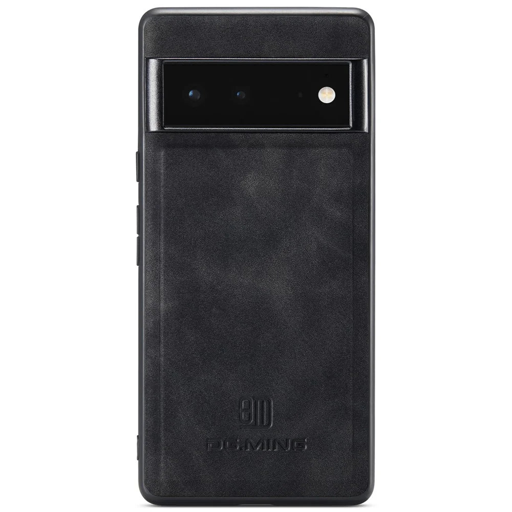 DG.MING M1 Series Phone Case PU + TPU + PC Back Cover with Magnetic Tri-Fold Wallet Kickstand for Google Pixel 6 Pro - Black - 3