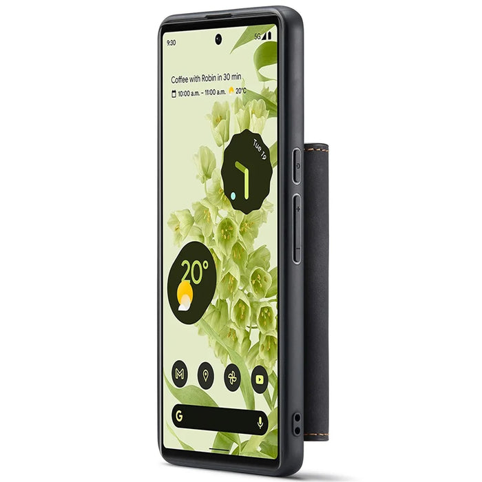 DG.MING M1 Series Phone Case PU + TPU + PC Back Cover with Magnetic Tri-Fold Wallet Kickstand for Google Pixel 6 Pro - Black - 4