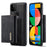 DG.MING M1 Series Phone Case PU + TPU + PC Back Cover with Magnetic Tri-Fold Wallet Kickstand for Google Pixel 5a 5G - Black - 1