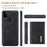 DG.MING M1 Series Phone Case PU + TPU + PC Back Cover with Magnetic Tri-Fold Wallet Kickstand for Google Pixel 5a 5G - Black - 3