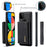 DG.MING M1 Series Phone Case PU + TPU + PC Back Cover with Magnetic Tri-Fold Wallet Kickstand for Google Pixel 5a 5G - Black - 6