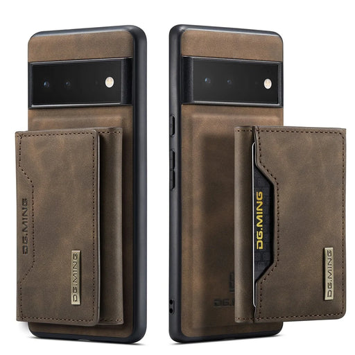 DG.MING M2 Series Shockproof Anti-scratch Magnetic Wallet Design Hybrid Case with Kickstand for Google Pixel 6 Pro - Coffee - 1