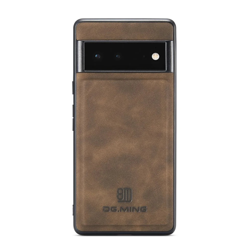 DG.MING M2 Series Shockproof Anti-scratch Magnetic Wallet Design Hybrid Case with Kickstand for Google Pixel 6 Pro - Coffee - 2