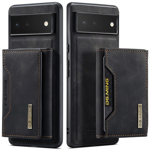 DG.MING M2 Series Multi Card Slots Anti-fall Magnetic Wallet Design Hybrid Case with Kickstand for Google Pixel 6 - Black - 1