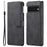 DG.MING Stand Wallet Design Retro Style PU Leather + TPU Phone Case Cover for Google Pixel 6 Pro - Black - 1
