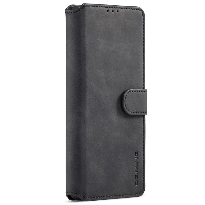 DG.MING Stand Wallet Design Retro Style PU Leather + TPU Phone Case Cover for Google Pixel 6 Pro - Black - 2
