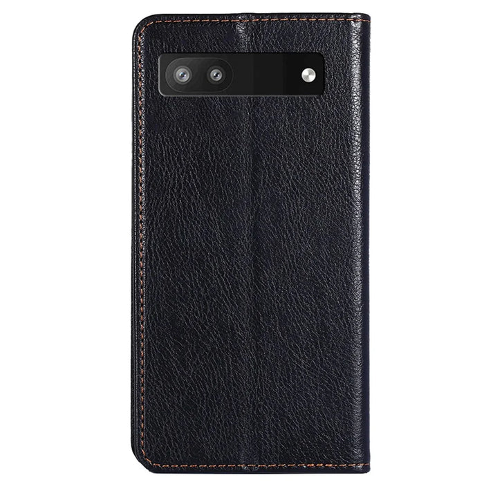Flip PU Leather + TPU Bumper Stand Cover Wallet Auto-absorbed Phone Case for Google Pixel 6a  - Black - 3
