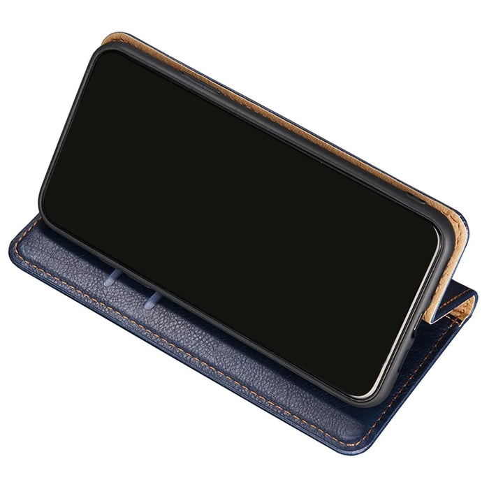Flip PU Leather + TPU Bumper Stand Cover Wallet Auto-absorbed Phone Case for Google Pixel 6a  - Black - 4
