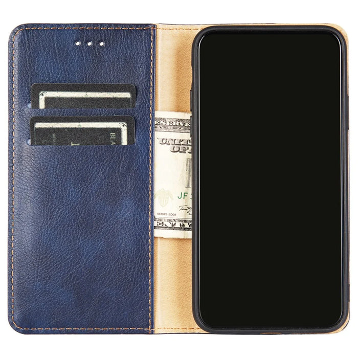 Flip PU Leather + TPU Bumper Stand Cover Wallet Auto-absorbed Phone Case for Google Pixel 6a  - Black - 5