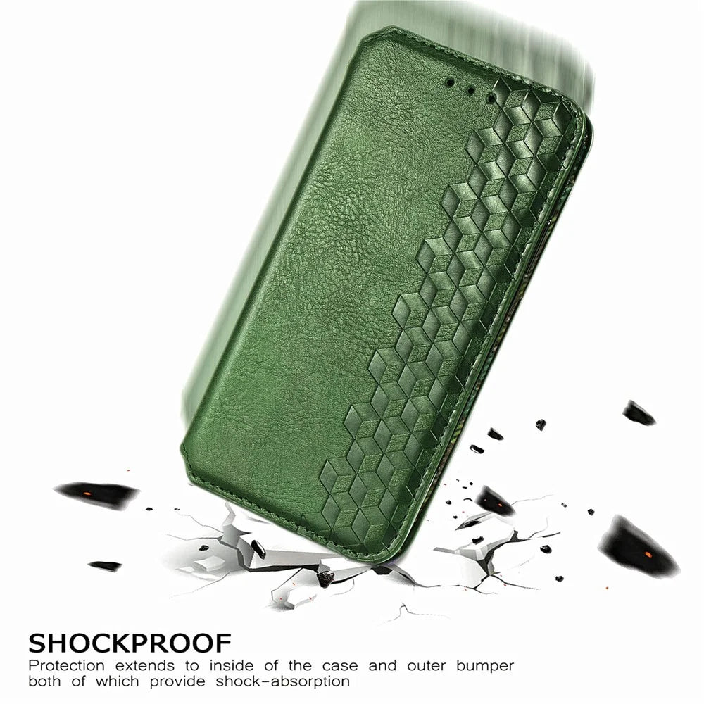 For Google Pixel 6a PU Leather Case Rhombus Imprint Wallet Stand Phone Cover - Green - 7