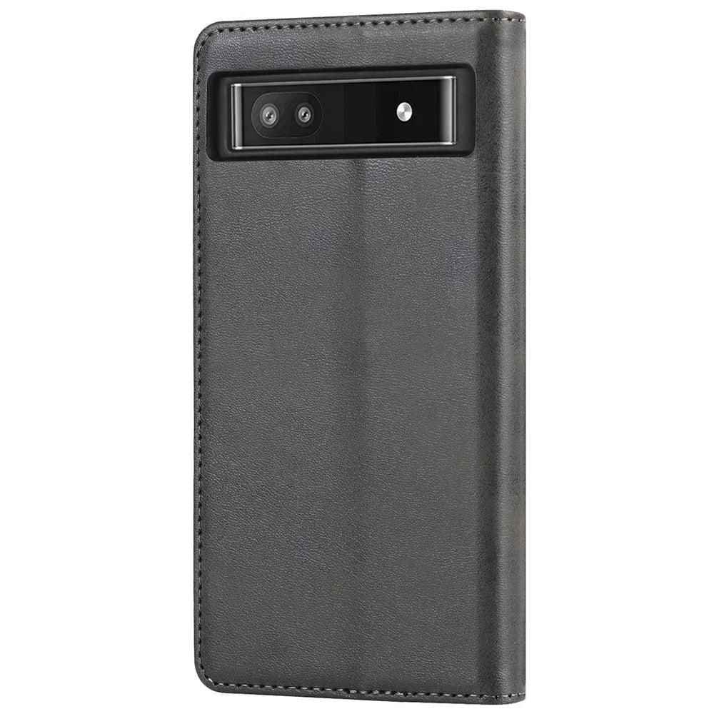 PU Leather + TPU Phone Case for Google Pixel 6a, Stand Wallet Shockproof Anti-fall Auto Closure Magnetic Cover - Black - 3