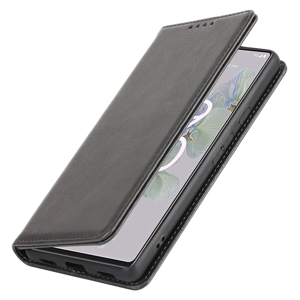 PU Leather + TPU Phone Case for Google Pixel 6a, Stand Wallet Shockproof Anti-fall Auto Closure Magnetic Cover - Black - 7