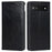 Genuine Leather Phone Case for Google Pixel 6a, Wallet Stand Crazy Horse Texture Shell - Black - 1