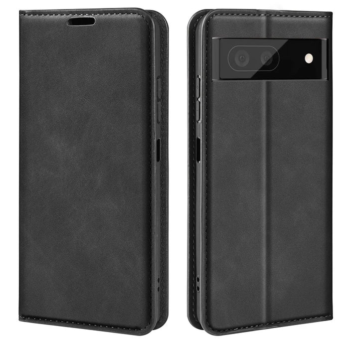 Skin-touch Feeling Leather Cover for Google Pixel 7 Pro 5G Stand Drop-proof Magnetic Auto Closing Wallet Phone Case - Black - 4