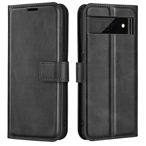 For Google Pixel 7 Pro 5G Drop-proof Textured PU Leather Wallet Phone Case Full Protection Stand Cover - Black - 1