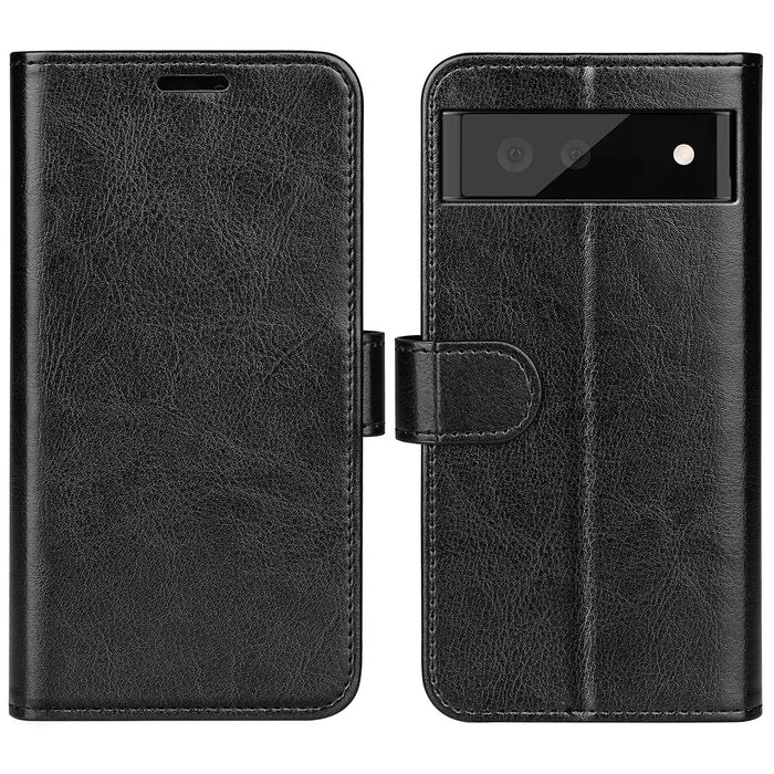 For Google Pixel 7 5G Wallet PU Leather Phone Case Crazy Horse Texture Stand Cover - Black - 1