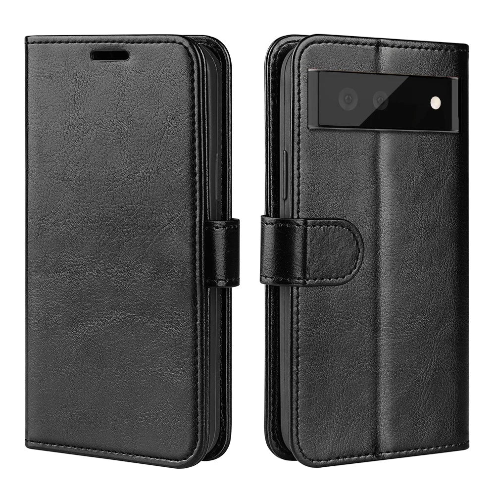 For Google Pixel 7 5G Wallet PU Leather Phone Case Crazy Horse Texture Stand Cover - Black - 4
