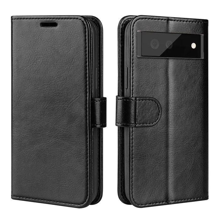 For Google Pixel 7 5G Wallet PU Leather Phone Case Crazy Horse Texture Stand Cover - Black - 4