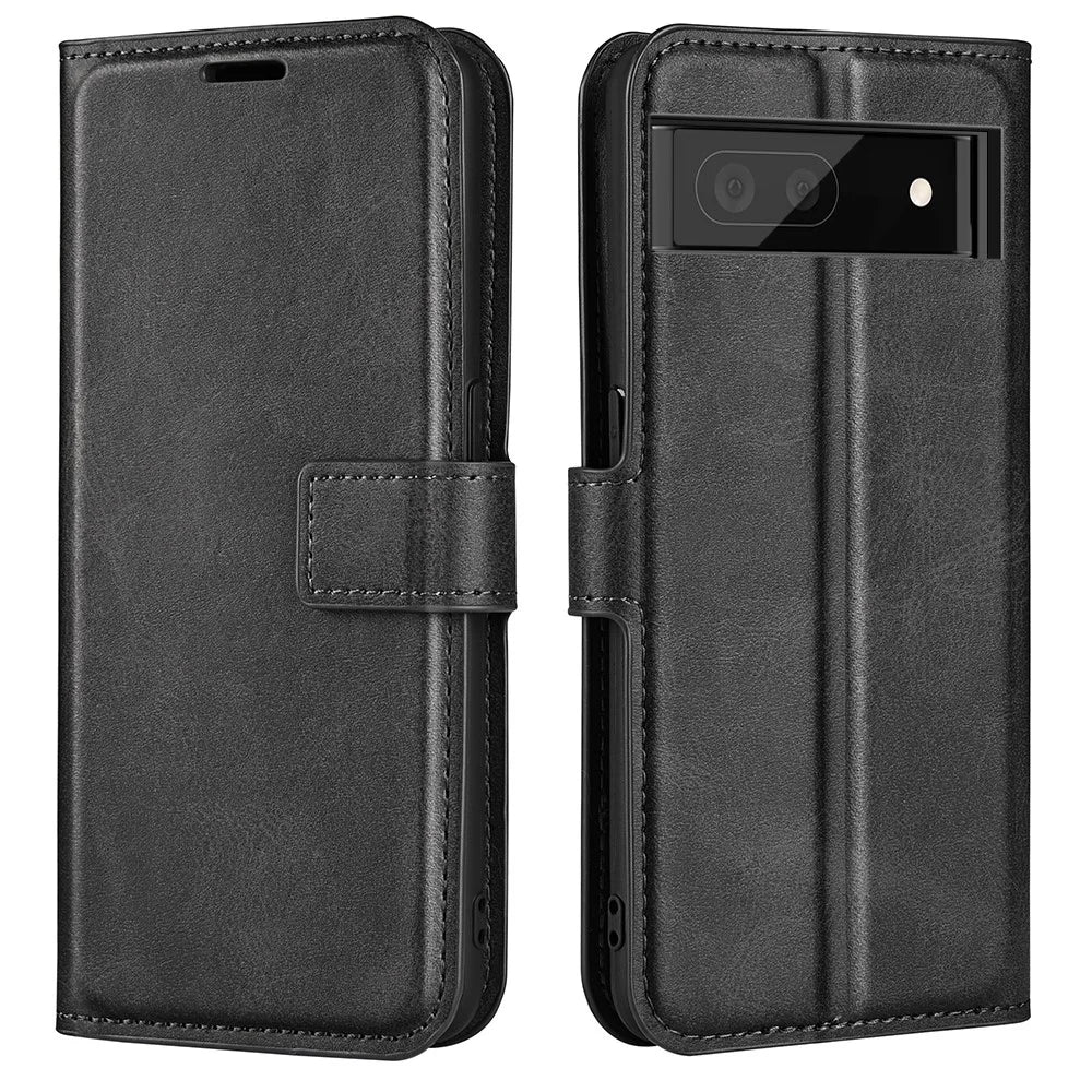 For Google Pixel 7 5G Anti-Scratch Textured PU Leather Phone Case Well-Protected Stand Wallet Cover - Black - 1
