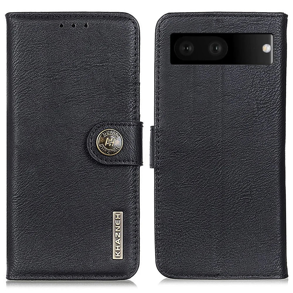 KHAZNEH For Google Pixel 7 5G PU Leather Cell Phone Case Wallet Flip Phone Cover with Stand - Black - 1
