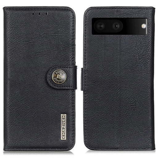 KHAZNEH For Google Pixel 7 5G PU Leather Cell Phone Case Wallet Flip Phone Cover with Stand - Black - 1
