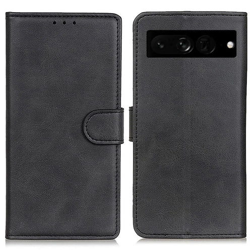 For Google Pixel 7 Pro 5G Foldable Drop-proof Stand Function Leather Wallet Case Magnetic Closing Phone Shell - Black - 1