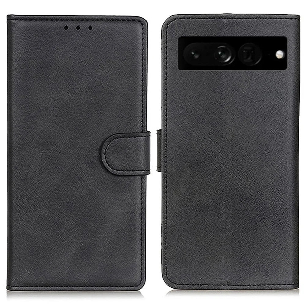 For Google Pixel 7 Pro 5G Foldable Drop-proof Stand Function Leather Wallet Case Magnetic Closing Phone Shell - Black - 1