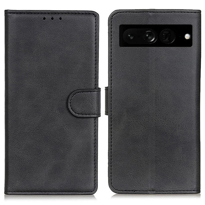 For Google Pixel 7 Pro 5G Foldable Drop-proof Stand Function Leather Wallet Case Magnetic Closing Phone Shell - Black - 1