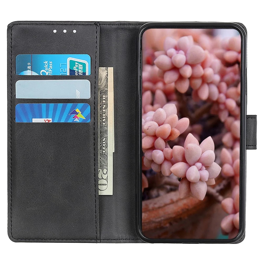 For Google Pixel 7 Pro 5G Foldable Drop-proof Stand Function Leather Wallet Case Magnetic Closing Phone Shell - Black - 2