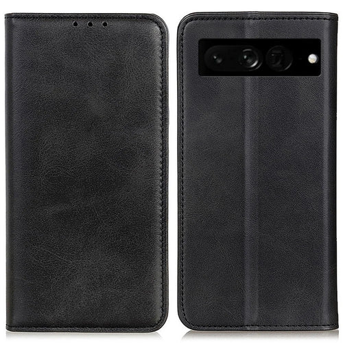 For Google Pixel 7 Pro 5G Magnetic Auto-absorbed Phone Cover Split Leather Stand Wallet Protective Case - Black - 1