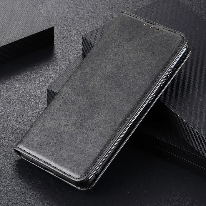 For Google Pixel 7 Pro 5G Magnetic Auto-absorbed Phone Cover Split Leather Stand Wallet Protective Case - Black - 5