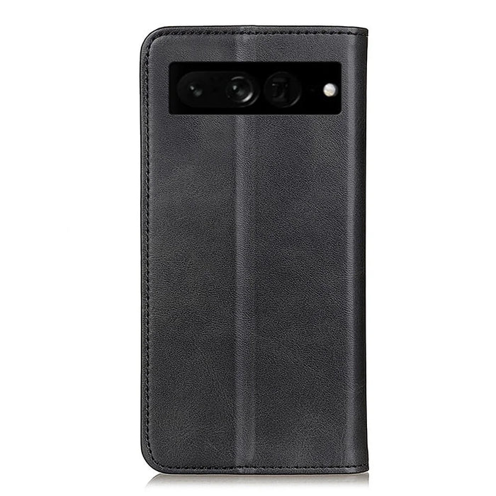 For Google Pixel 7 Pro 5G Magnetic Auto-absorbed Phone Cover Split Leather Stand Wallet Protective Case - Black - 7