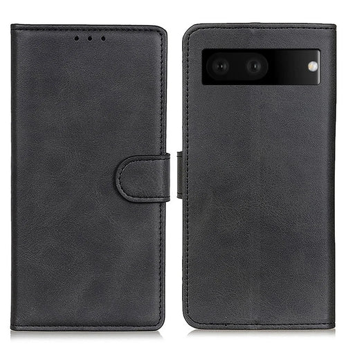 For Google Pixel 7 5G Foldable Stand Textured PU Leather Wallet Case Magnetic Clasp Phone Cover - Black - 1