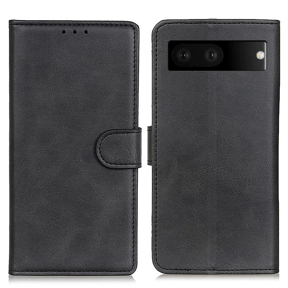 For Google Pixel 7 5G Foldable Stand Textured PU Leather Wallet Case Magnetic Clasp Phone Cover - Black - 1