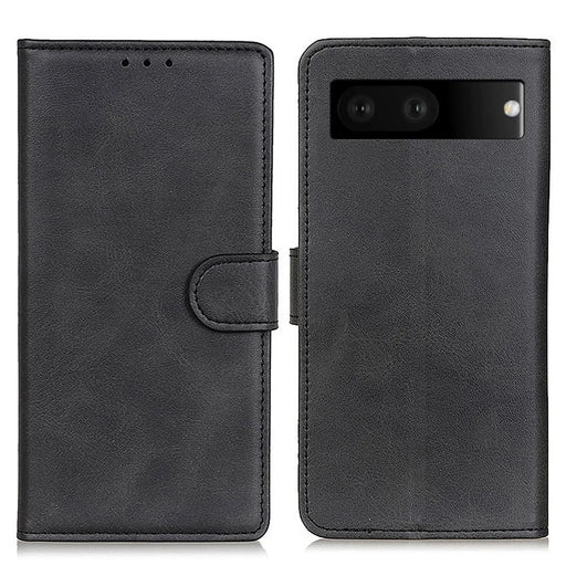 For Google Pixel 7 5G Foldable Stand Textured PU Leather Wallet Case Magnetic Clasp Phone Cover - Black - 1