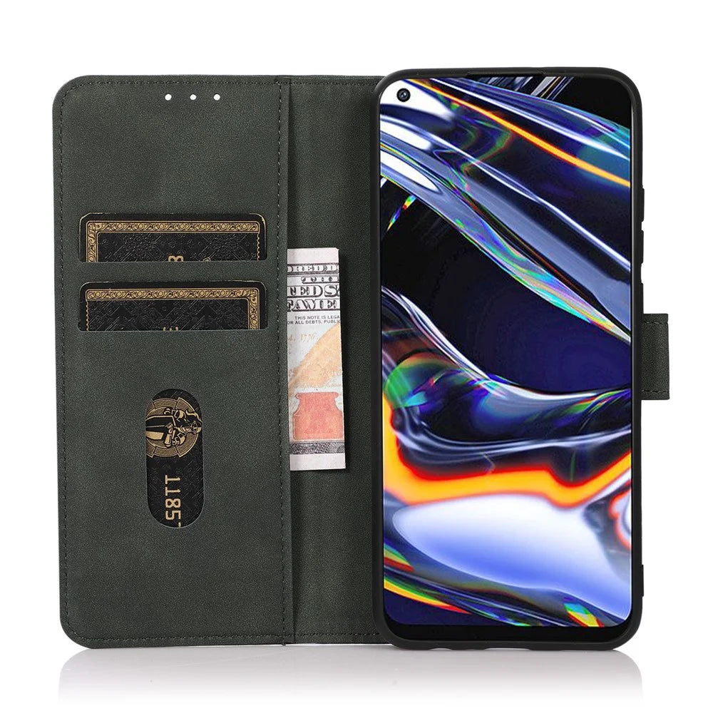 KHAZNEH Textured Leather Case for Google Pixel 7 Pro 5G Dual-sided Magnetic Clasp Stand Wallet Style Flip Phone Cover - Green - 5