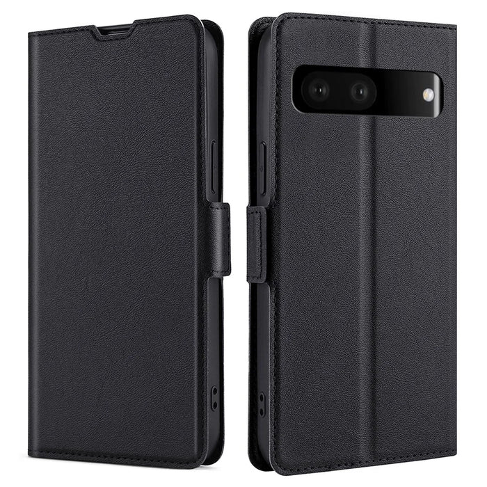 Ultra-Thin PU Leather Case for Google Pixel 7 5G Drop-Proof Stand Phone Cover Side Magnetic Closure Case with Card Slot - Black - 1