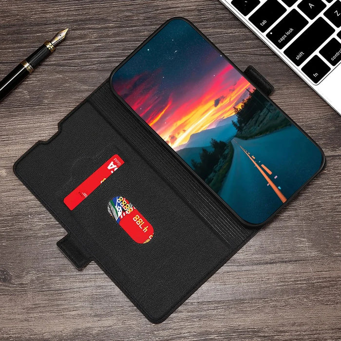 Ultra-Thin PU Leather Case for Google Pixel 7 5G Drop-Proof Stand Phone Cover Side Magnetic Closure Case with Card Slot - Black - 6