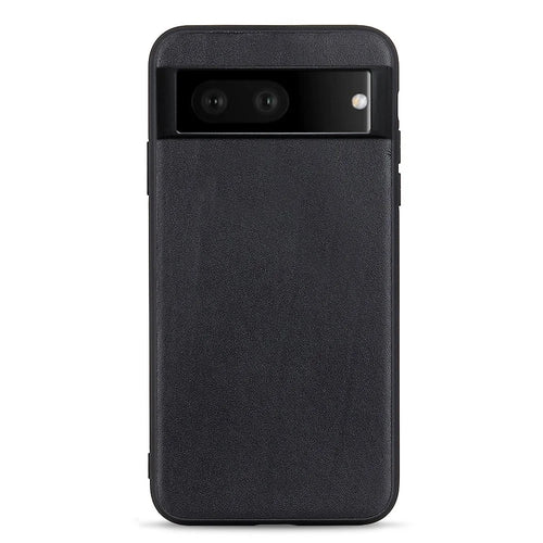 For Google Pixel 7 5G Ultra-Thin Textured Genuine Leather Phone Case PC + TPU Hybrid Anti-Drop Cover - Black - 1