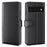 Split Leather Genuine Leather Case for Google Pixel 6, Wallet Stand Folio Flip Protective Cover - Black - 1