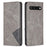 For Google Pixel 7 5G Leather Case with Card Holder Imprinting Pattern Phone Stand Cover - Grey - 1
