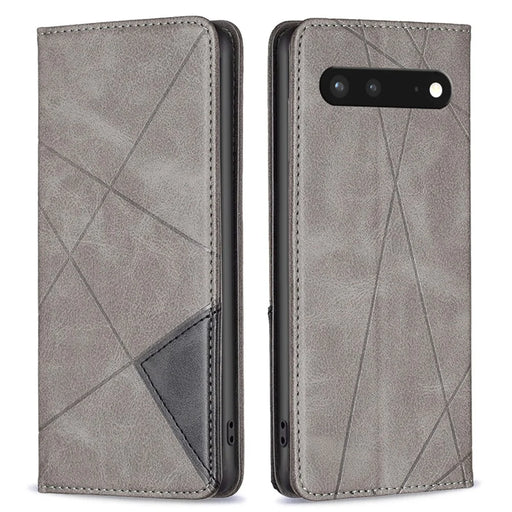 For Google Pixel 7 5G Leather Case with Card Holder Imprinting Pattern Phone Stand Cover - Grey - 1